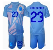 Hiszpania Unai Simon #23 Bramkarskie Koszulka Podstawowa dzieci ME 2024 Krótki Rękaw (+ krótkie spodenki)